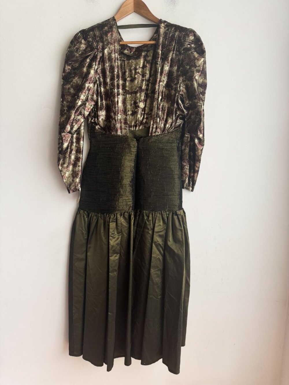 Vintage Liptons Taffeta Lurex Earth Tones Midi Prom Dress NWT 10 - Picture 6 of 11